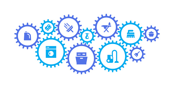 Gear mechanism and housework icons