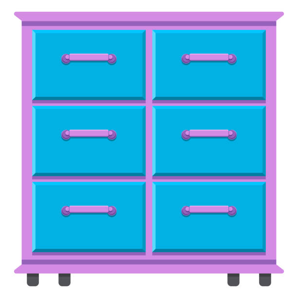 白い背景で隔離された子供の寝室のベクトル漫画イラストのドレッサー。 - closet cabinet dresser drawer点のイラスト素材／クリップアート素材／マンガ素材／アイコン素材