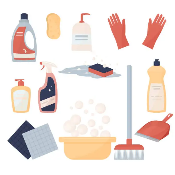 Vector illustration of Cleaning supplies