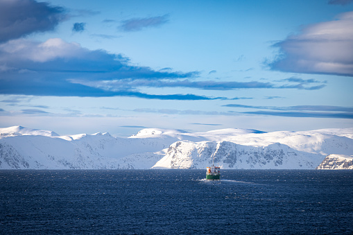 Beautiful fjord landscape in winter.
Troms og Finnmark.