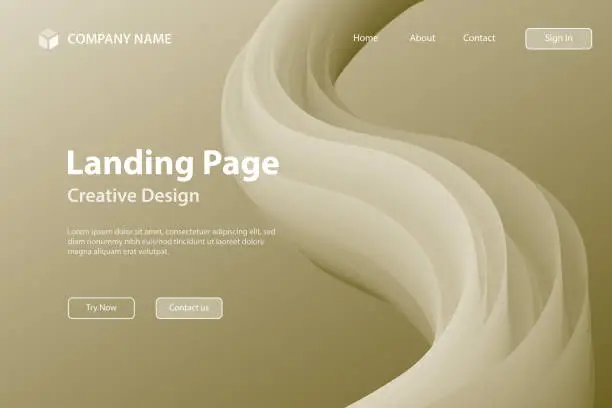 Vector illustration of Landing page Template - Fluid Abstract Design on Brown gradient background