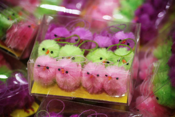 Pink, light green and purple little Easter Chicken decorations