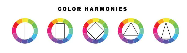 Vector illustration of Scheme color wheel scheme. Education concept color theory learning. Color theory template