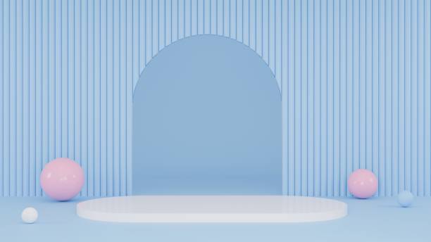 istock 3D Rendering abstract blue and pink background with white podium 2080551422