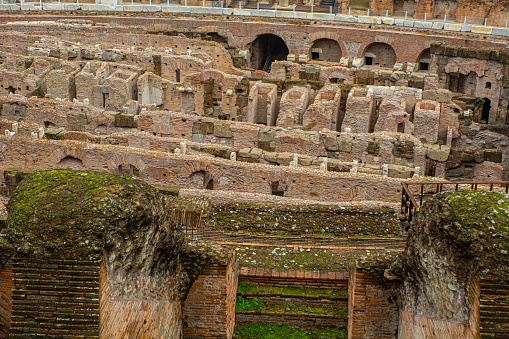 February 11, 2024, Rome, Italy, Iconic interior of the Colosseum, with tourists from the whole world