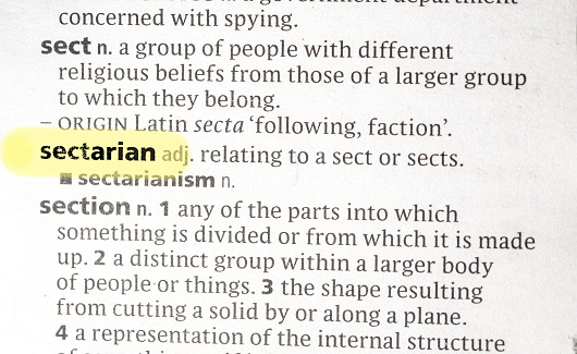 close up photo of the word sectarion