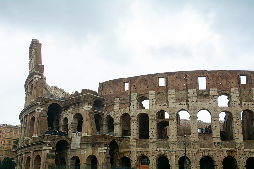 February 11, 2024, Rome, Italy, Iconic interior of the Colosseum, with tourists from the whole world