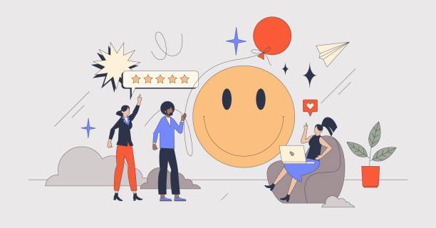 istock Employee satisfaction and staff loyalty survey retro tiny person concept 2080563609