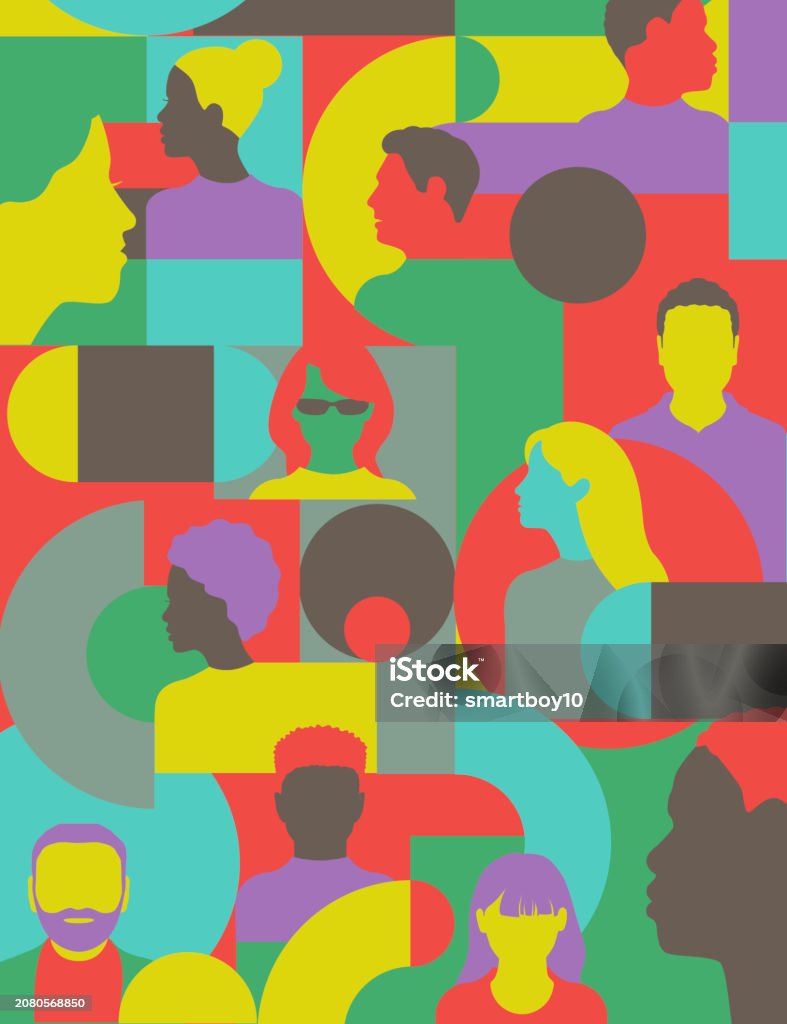 Profile Patterns Head Profiles With Geometric Pattern Stock Illustration - Download ...