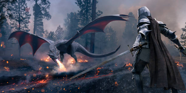 istock Medieval Knight About To Fight Dragon 2080572486