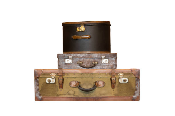 vintage suitcases isolated on white background