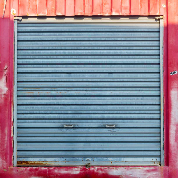 istock Vehicle roller door texture. Slide door shutter background 2080594453