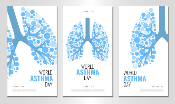 ilustraciones, imágenes clip art, dibujos animados e iconos de stock de world asthma day. - pulmón