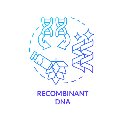 Recombinant DNA blue gradient concept icon. Genome sequencing, rna interference. Crop improvement. Round shape line illustration. Abstract idea. Graphic design. Easy to use in article, blog post