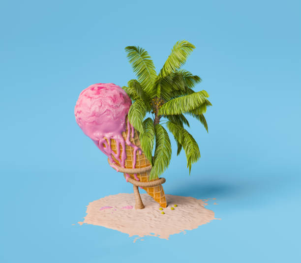 istock Surreal Palm Tree with Ice Cream Top on a Sandy Base 2080634221