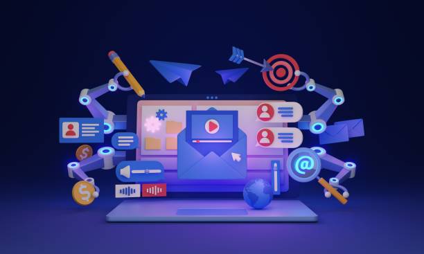istock Marketing automation as ad tech social media software 3D illustration concept 2080652035