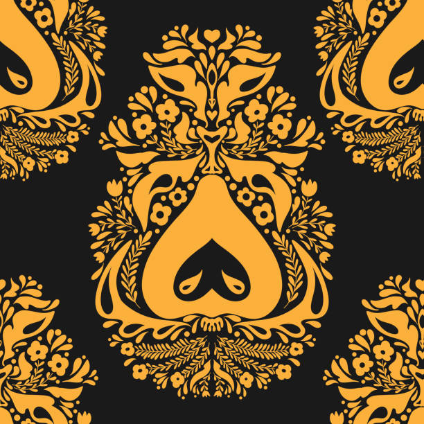 istock Pear. Folk Art Print Scandinavian Art Print Norwegian Wall Art Boho Wall Art Modern Cozy Slavic Ukrainian Folk Print Hugge. Seamless pattern. 2080658986
