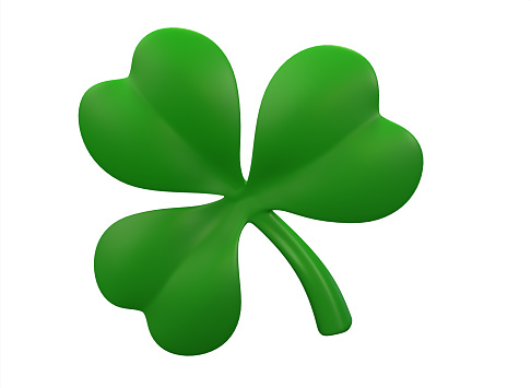 cartoon three-leaf clover on a white background 3d rendering.