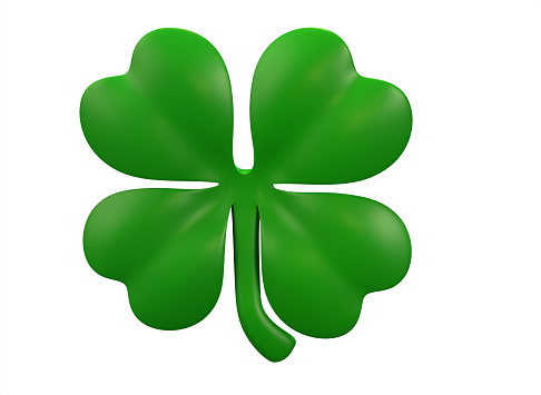 cartoon four-leaf clover on a white background 3d rendering.