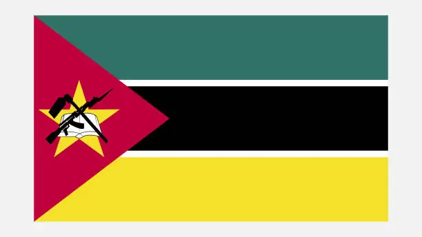 Vector illustration of MOZAMBIQUE Flag with Original color