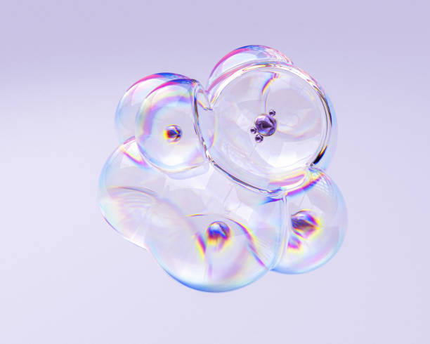 istock Modern abstract design element glass bubbles in colorful chromatic and dispersion iridescent effect, 3d rendering 2080695116