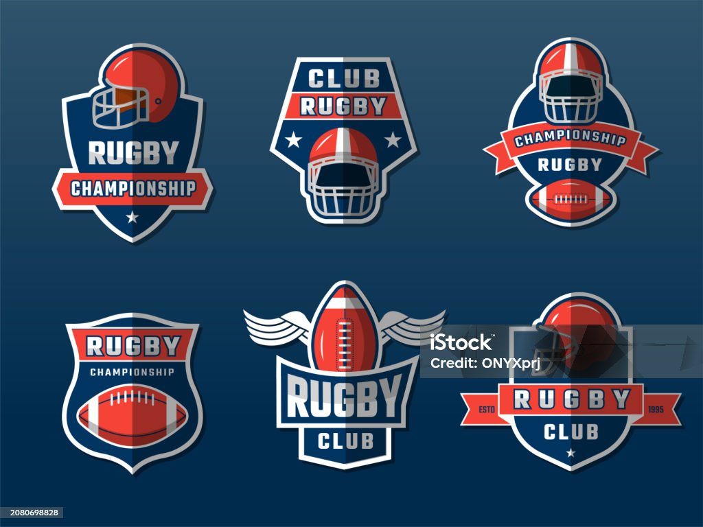 School Labels Rugby Rugby Badges Sport School Native Labels For Team Clothes Recent Vector ...