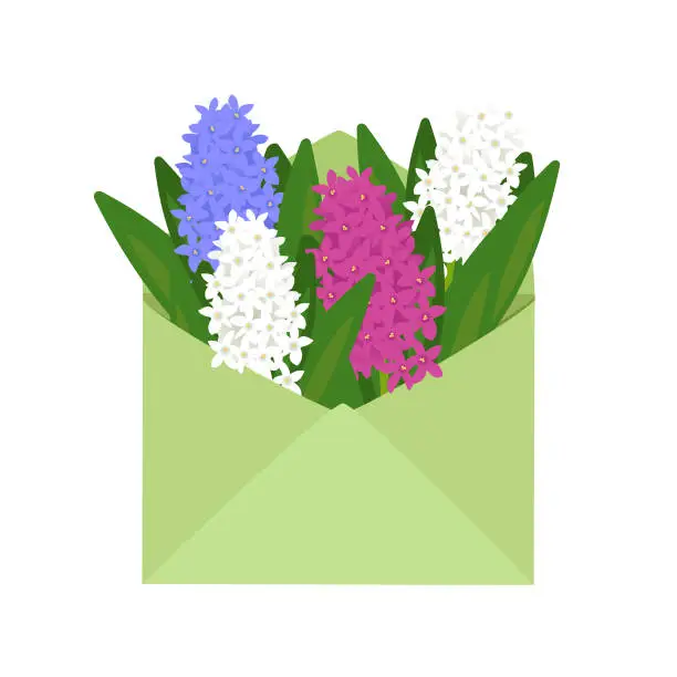 Vector illustration of Envelope with spring flowers
