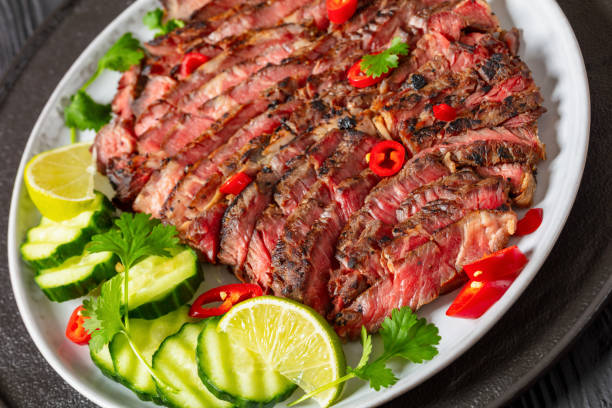 istock crying tiger, grilled and thinly sliced ribeye steak 2080709919
