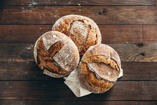 Freshly baked Homemade Artisan Sourdough Whole Wheat Bread