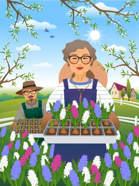 Vector illustration of Gardeners