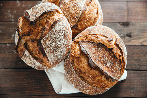 Freshly baked Homemade Artisan Sourdough Whole Wheat Bread