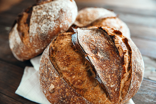 Freshly baked Homemade Artisan Sourdough Whole Wheat Bread