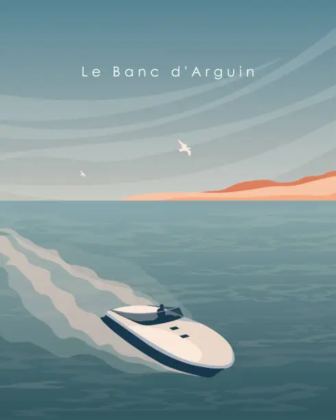 Vector illustration of le banc d'arguin travel poster, travel banner