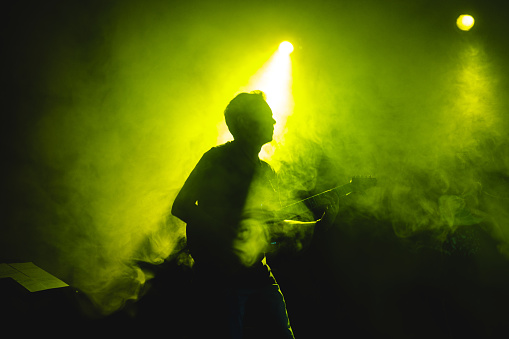 Live concert of a music band on stage.