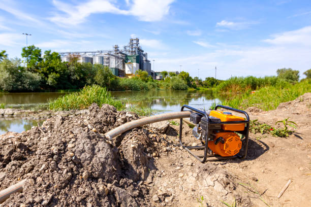 istock Water engine pump fills the cistern at construction site 2080780820