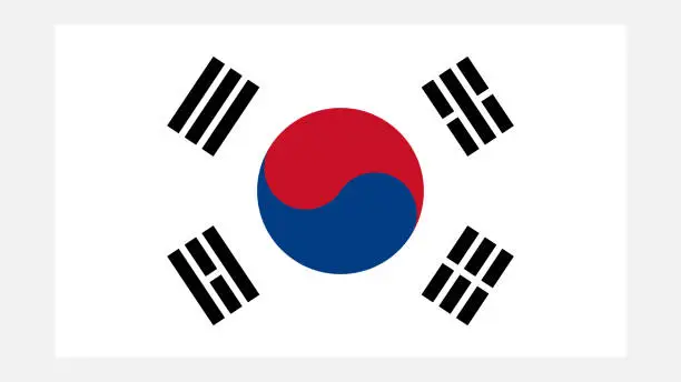 Vector illustration of SOUTH KOREA Flag with Original color
