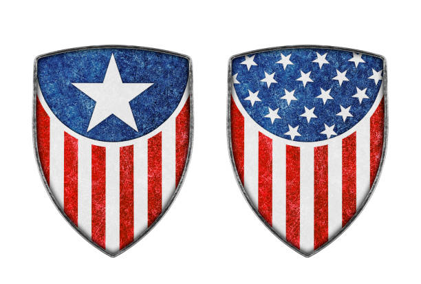 American shield with stars and stripes isolated on white background