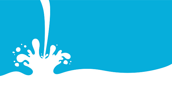 Pouring milk with splash abstract background. Abstract milk drop with splashes on blue background. Vector illustration.