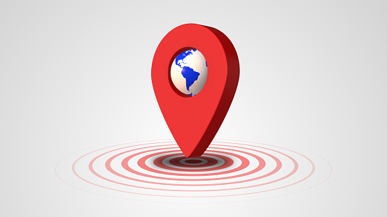 The world of navigation and location with this stock image showcasing an Earth globe within a GPS location icon. The seamless fusion of the Earth globe and the GPS symbol creates a visually striking representation of global positioning, perfect for a wide range of design and informational projects.