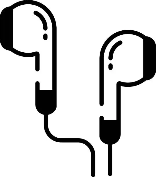 Vector illustration of Ear Phone glyph and line vector illustration