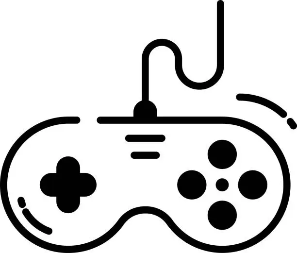 Vector illustration of Game pad glyph and line vector illustration
