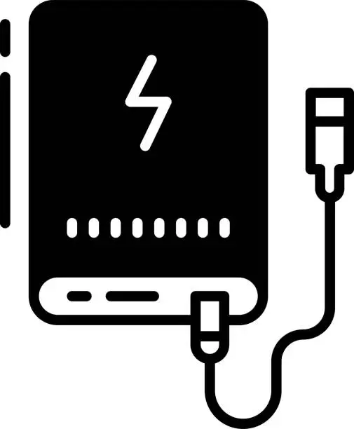 Vector illustration of Power bank glyph and line vector illustration