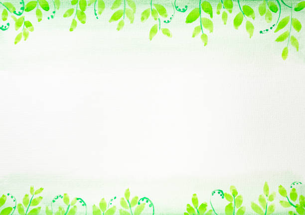 Seamless pattern of green plants on a white canvas. Watercolor background