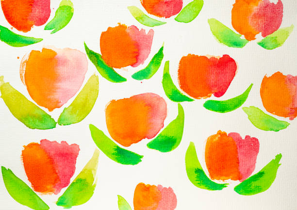 Abstract watercolor flower painting on the paper