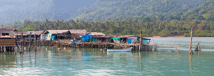 Small Fishing Village Of Stilt Houses On Phi Phi Islands, Thailand