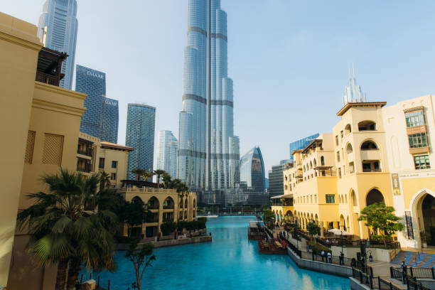 January 21, 2024: The tallest buildings in the world - Burj Khalifa during sunny day in the centre of the city of Dubai, United Arab Emirates