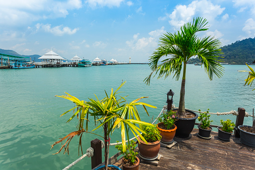 KOH CHANG, THAILAND - APRIL 3, 2015: Houses on stilts in the fishing village of Bang Bao