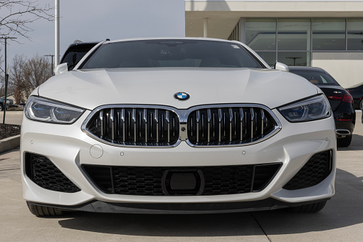 Lafayette - March 12, 2024: Used BMW 8 Series M850i xDrive display. With supply issues, BMW is buying and selling preowned cars to meet demand. MY:2021