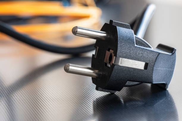 istock Electric plug with power supply cord cable 2081030597