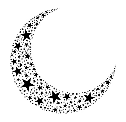 Moon crescent star space design element.